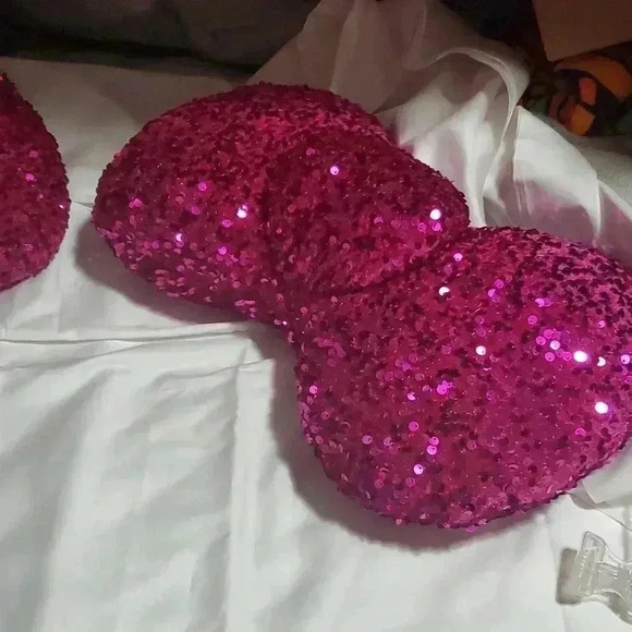 Pink sequin pillows set of 2 - Picture 9 of 10